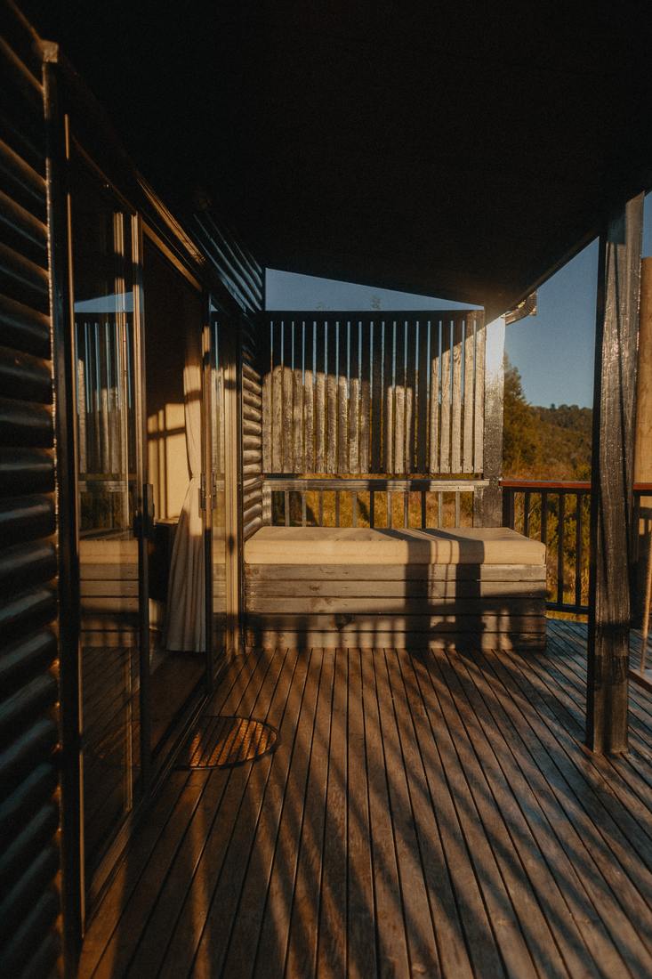 Daybed on the deck in late afternoon sun