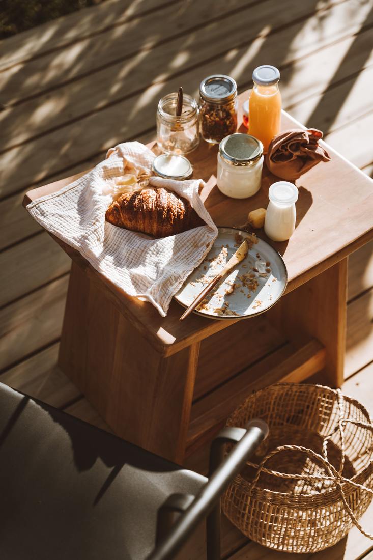 Croissants and coffee on the deck