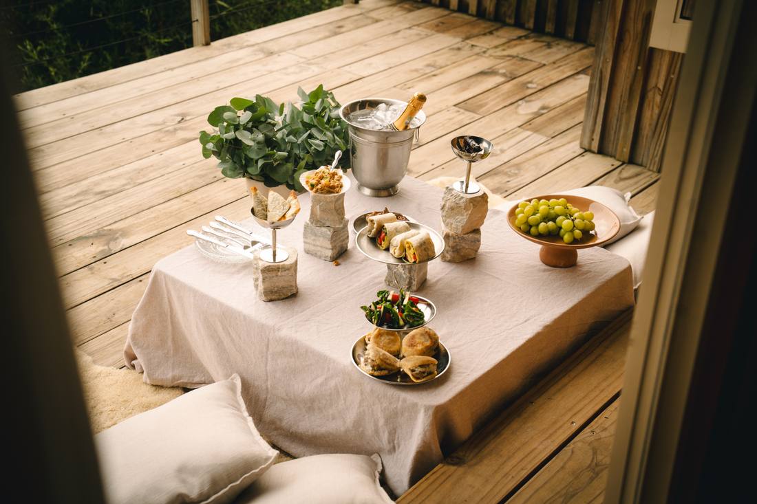 Picnic laid out on the deck